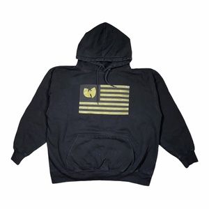 Wu Tang Brand Limited Flag Hoodie Black Distressed